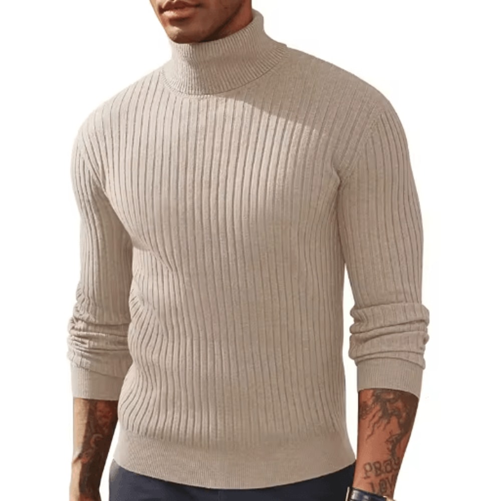 Mens Slim Fit Turtleneck Sweater Warm Knitted Long Sleeve Pullover 10