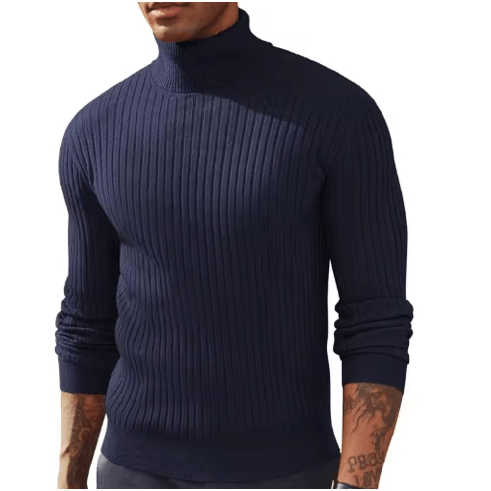Mens Slim Fit Turtleneck Sweater Warm Knitted Long Sleeve Pullover 2