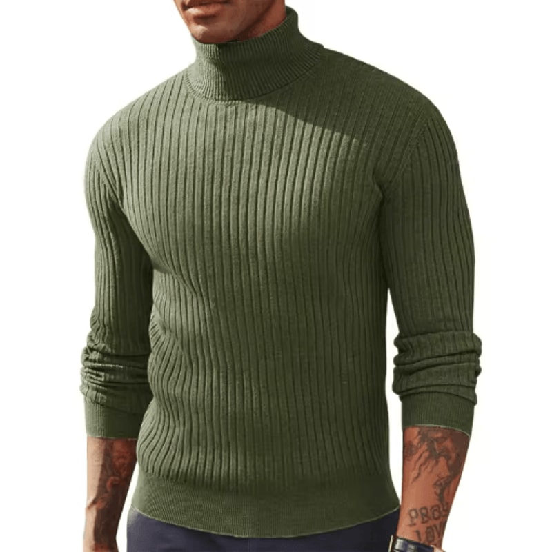 Mens Slim Fit Turtleneck Sweater Warm Knitted Long Sleeve Pullover 4