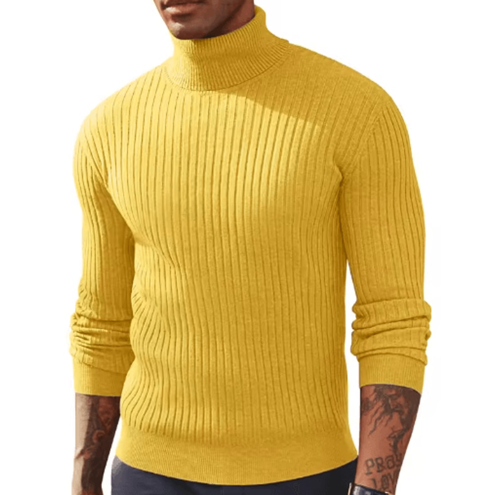 Mens Slim Fit Turtleneck Sweater Warm Knitted Long Sleeve Pullover 5
