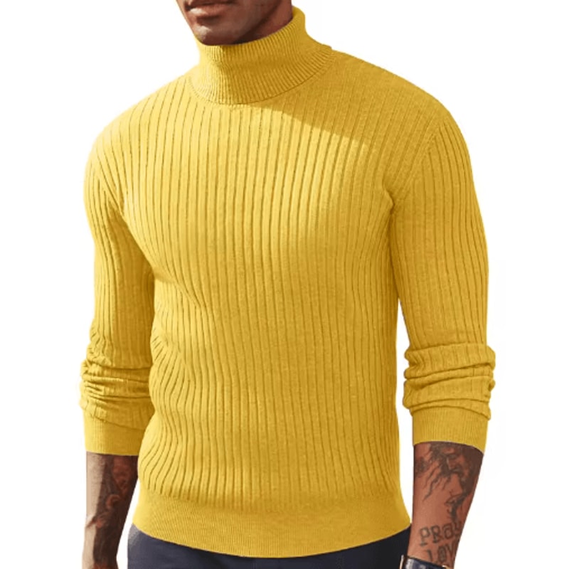 Mens Slim Fit Turtleneck Sweater Warm Knitted Long Sleeve Pullover 5
