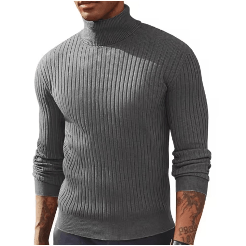Mens Slim Fit Turtleneck Sweater Warm Knitted Long Sleeve Pullover 0