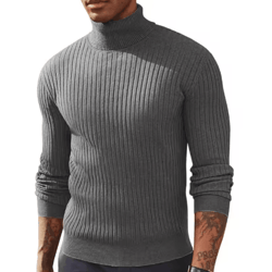 mens slim fit turtleneck sweater warm knitted long sleeve pullover