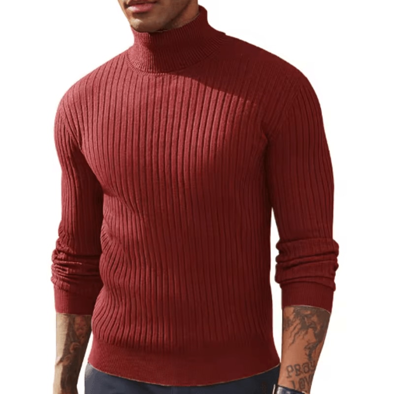 Mens Slim Fit Turtleneck Sweater Warm Knitted Long Sleeve Pullover 6