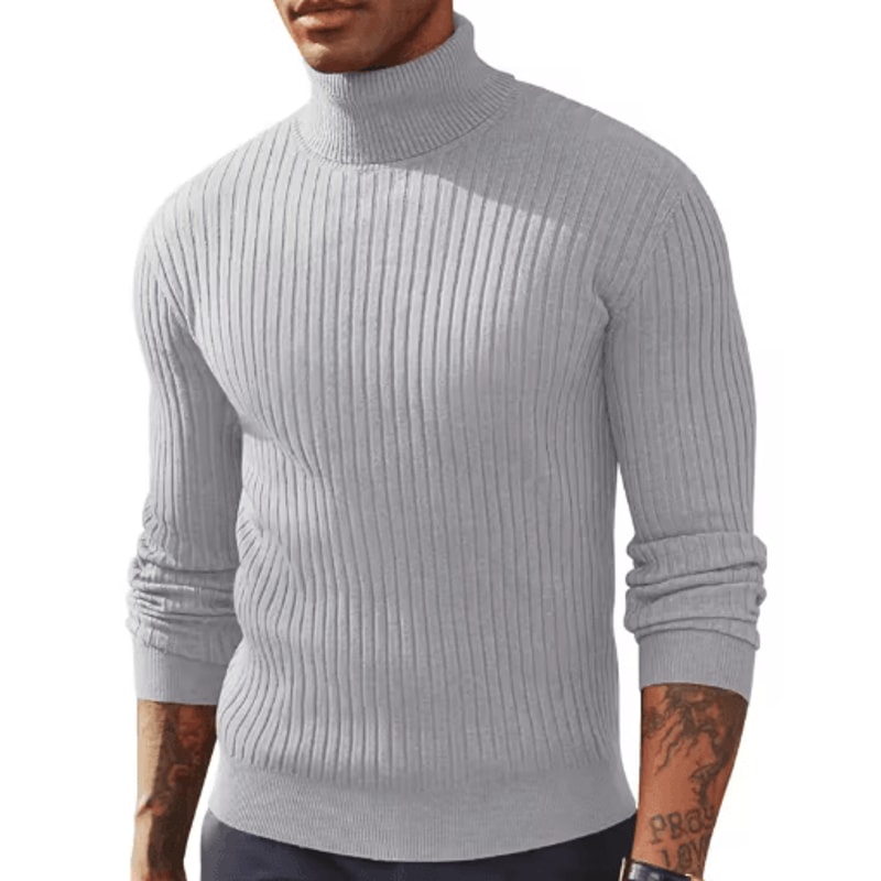 Mens Slim Fit Turtleneck Sweater Warm Knitted Long Sleeve Pullover 7