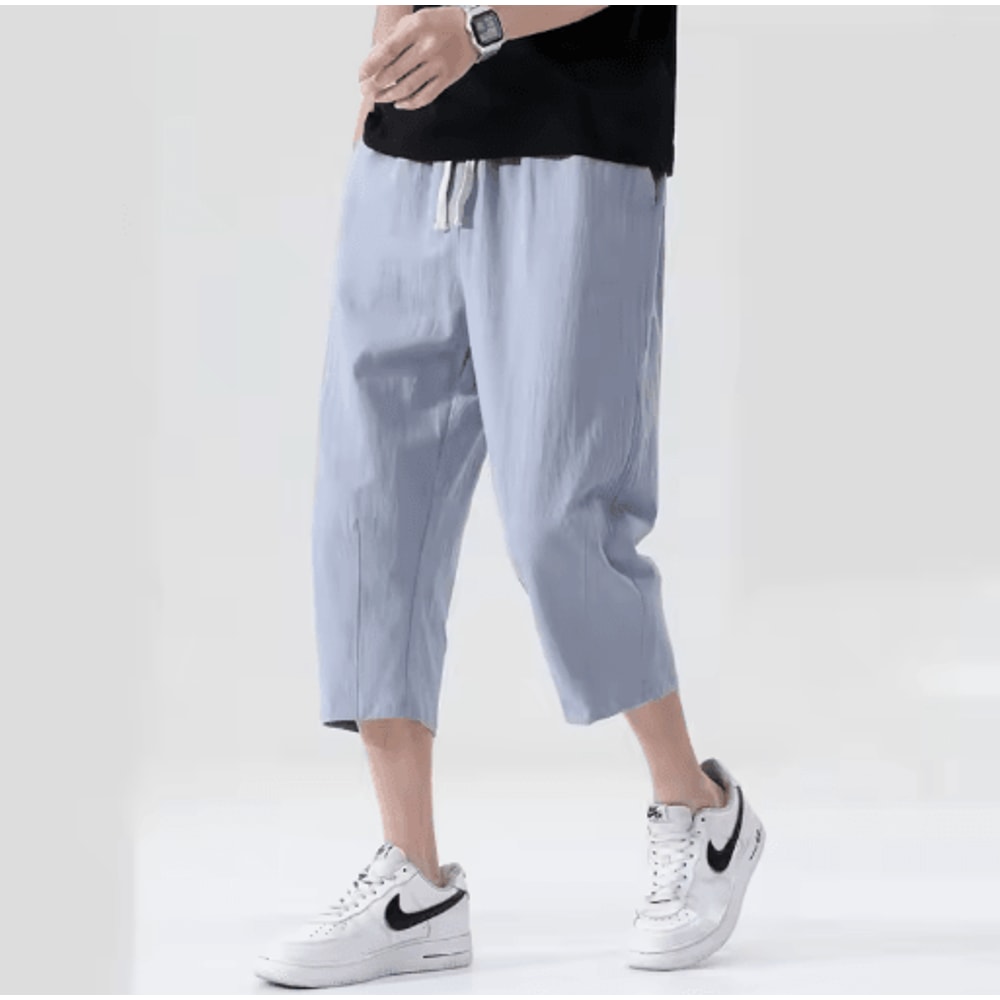 Mens Summer Linen Cotton Shorts Lightweight Casual Straight Shorts For Gym And Beach 1