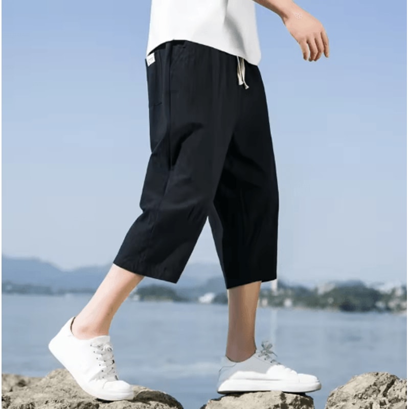 Mens Summer Linen Cotton Shorts Lightweight Casual Straight Shorts For Gym And Beach 7