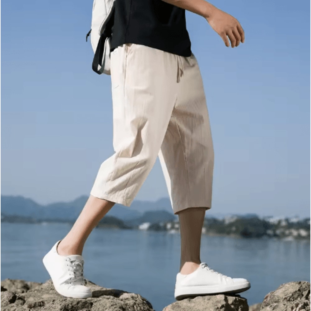 Mens Summer Linen Cotton Shorts Lightweight Casual Straight Shorts For Gym And Beach 8