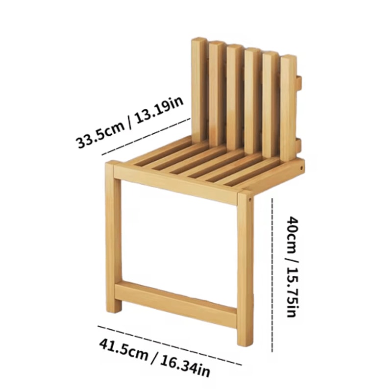 Foldable Bamboo Shoe Stool Wall Mounted Waterproof Shower Seat For Small Spaces 2