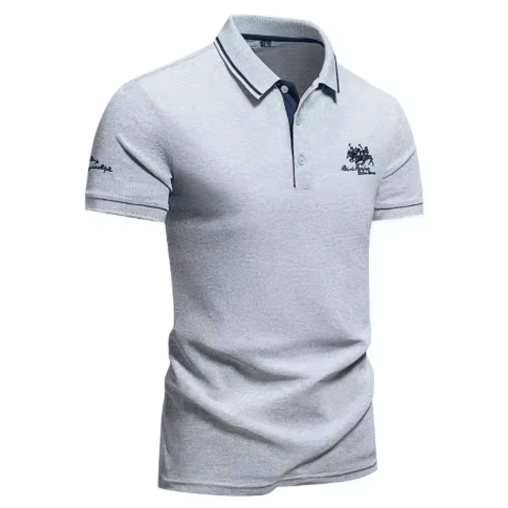 Mens Summer Embroidered Polo Shirt Lightweight Casual Lapel Tee For Streetwear And Business 2