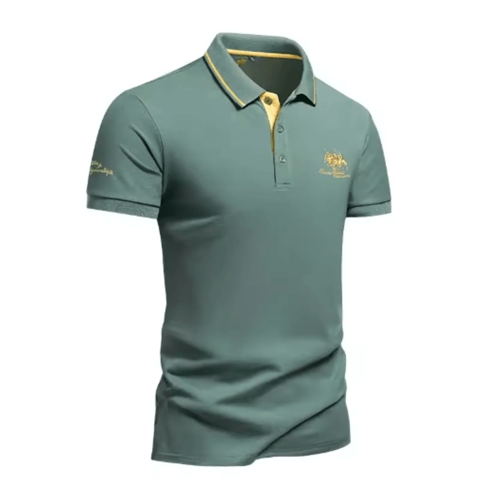 Mens Summer Embroidered Polo Shirt Lightweight Casual Lapel Tee For Streetwear And Business 3