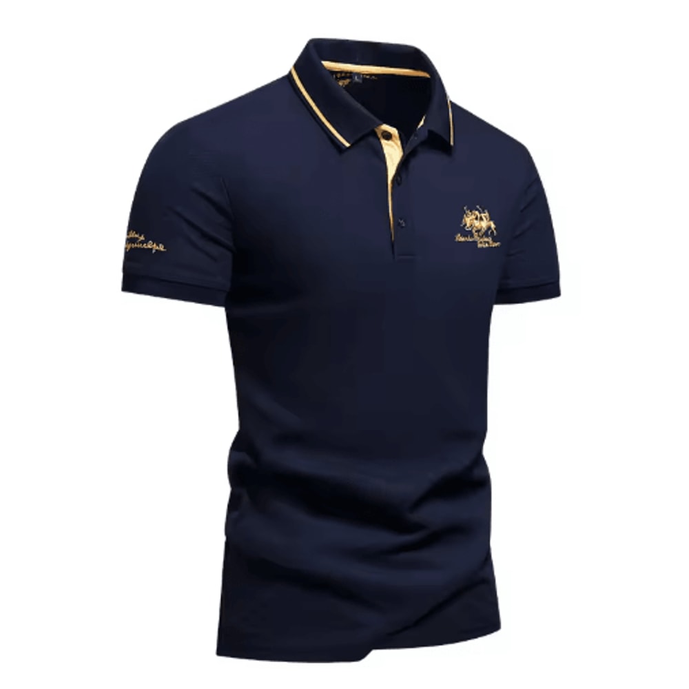 Mens Summer Embroidered Polo Shirt Lightweight Casual Lapel Tee For Streetwear And Business 0