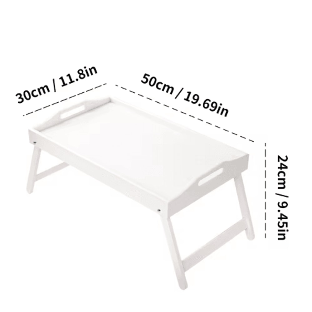 Bamboo Breakfast Bed Tray With Folding Legs Sofa Laptop And Snack Serving Tray Black White 2