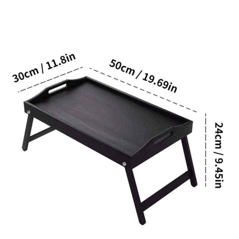 Bamboo Breakfast Bed Tray With Folding Legs Sofa Laptop And Snack Serving Tray Black White 3