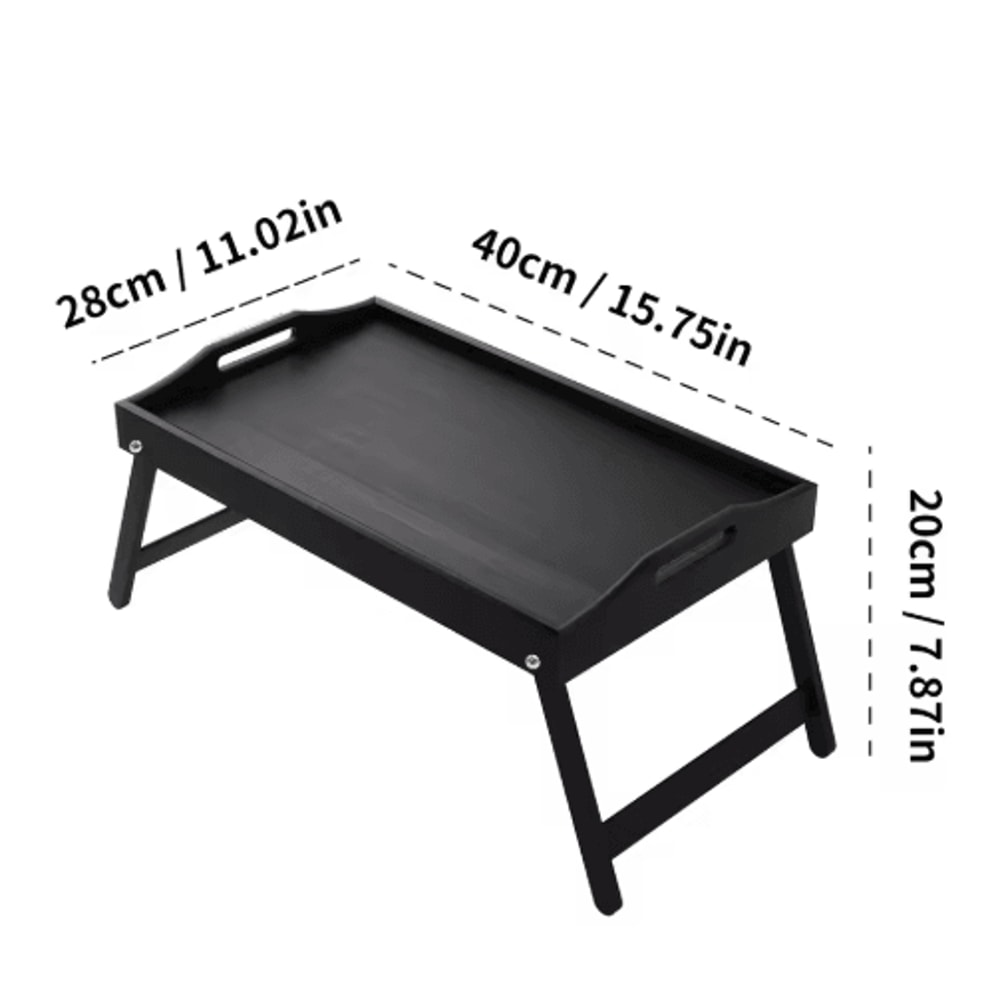 Bamboo Breakfast Bed Tray With Folding Legs Sofa Laptop And Snack Serving Tray Black White 4
