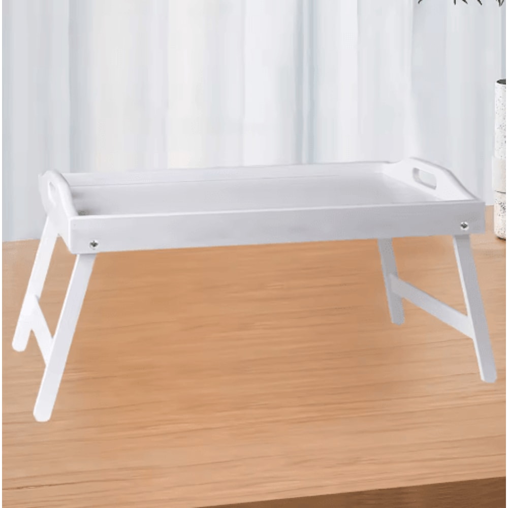 Bamboo Breakfast Bed Tray With Folding Legs Sofa Laptop And Snack Serving Tray Black White 6