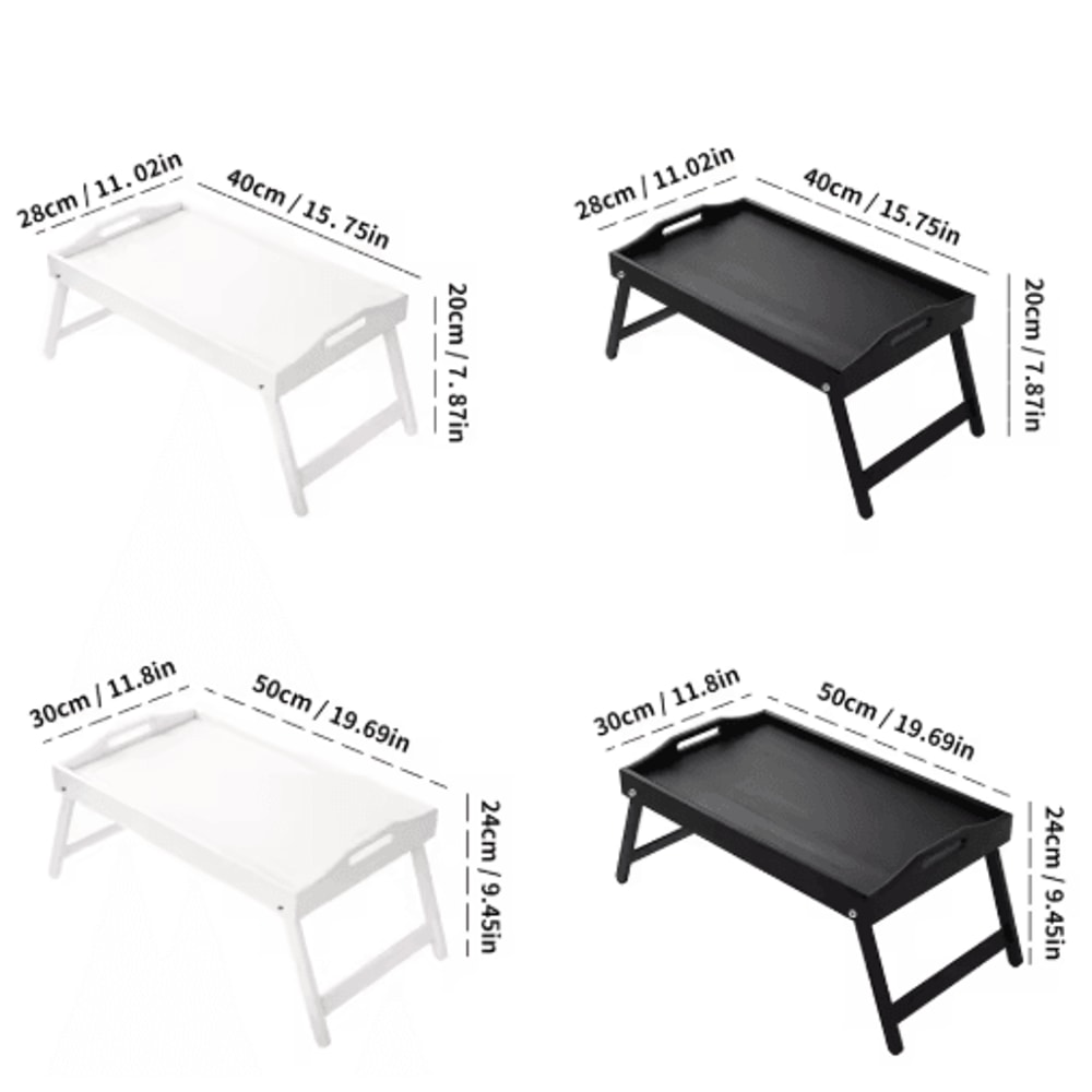 Bamboo Breakfast Bed Tray With Folding Legs Sofa Laptop And Snack Serving Tray Black White 8
