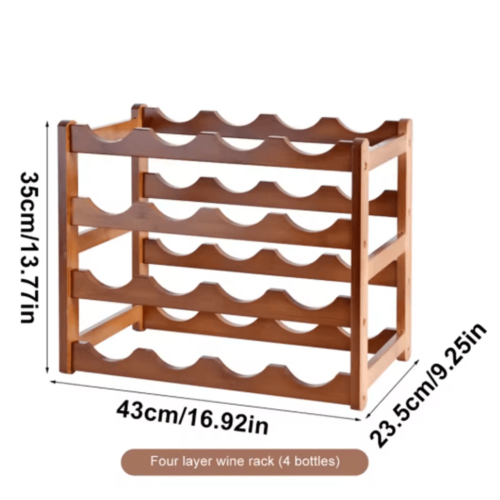 Bamboo Multi Tier Wine Rack Vintage Solid Wood Tabletop Display For Home And Bar 1