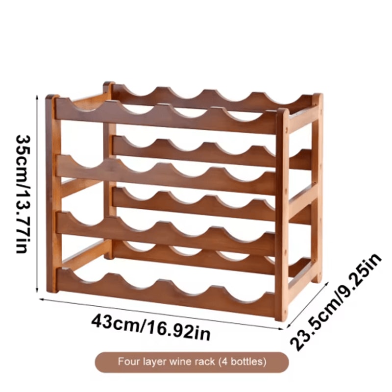 Bamboo Multi Tier Wine Rack Vintage Solid Wood Tabletop Display For Home And Bar 1