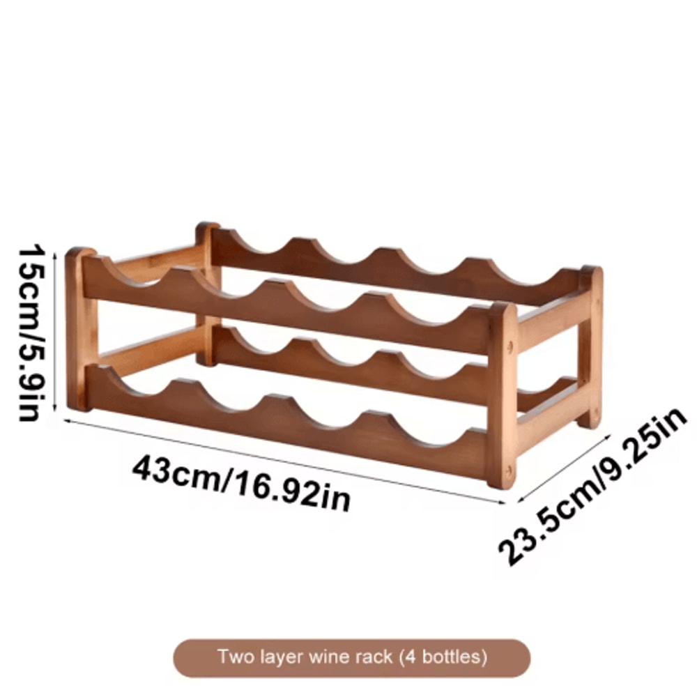 Bamboo Multi Tier Wine Rack Vintage Solid Wood Tabletop Display For Home And Bar 3