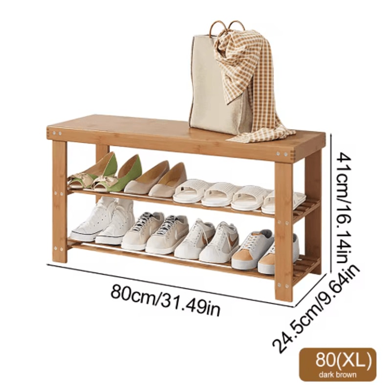 Bamboo Shoe Rack Bench 3 Tier Storage Bench For Hallway Bathroom And Living Room 1
