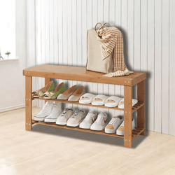 bamboo shoe rack bench 3 tier storage bench for hallway bathroom and living room