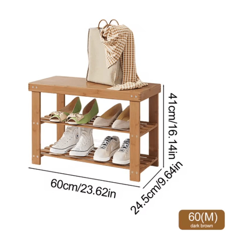 Bamboo Shoe Rack Bench 3 Tier Storage Bench For Hallway Bathroom And Living Room 3