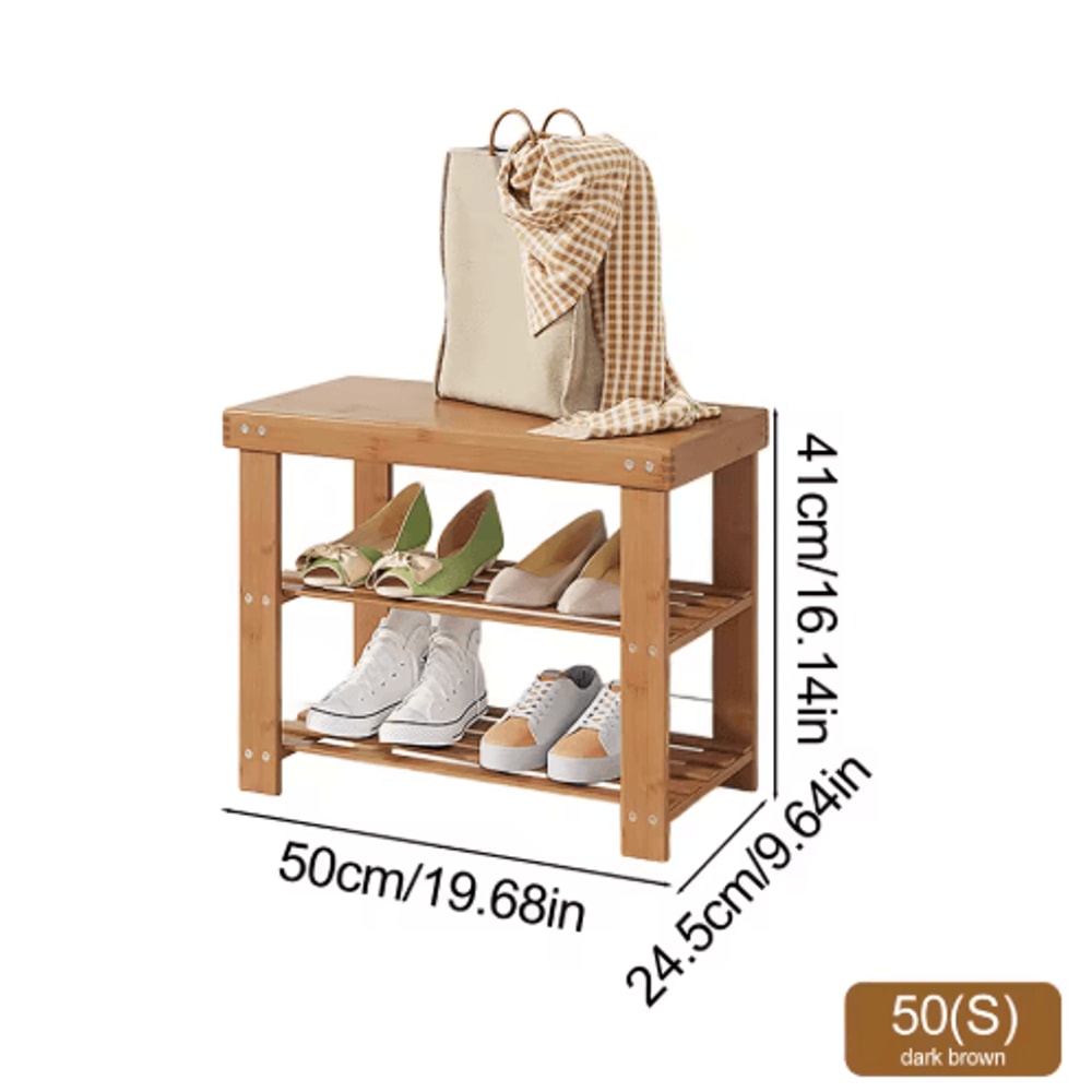 Bamboo Shoe Rack Bench 3 Tier Storage Bench For Hallway Bathroom And Living Room 4