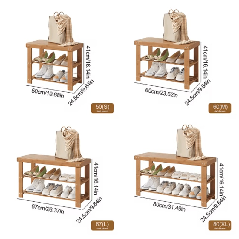 Bamboo Shoe Rack Bench 3 Tier Storage Bench For Hallway Bathroom And Living Room 9