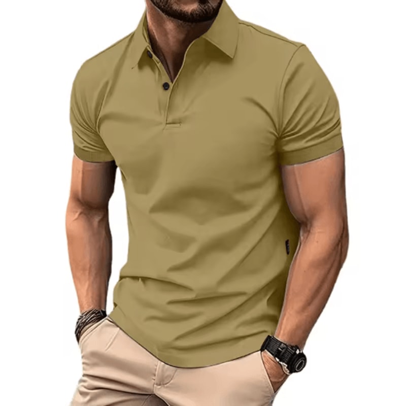 Mens Summer Solid Color Polo Shirt Lightweight Short Sleeve Lapel Tee For Casual And Jogging Wear 5