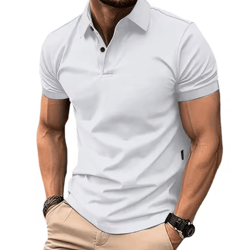 mens summer solid color polo shirt lightweight short sleeve lapel tee for casual and jogging wear