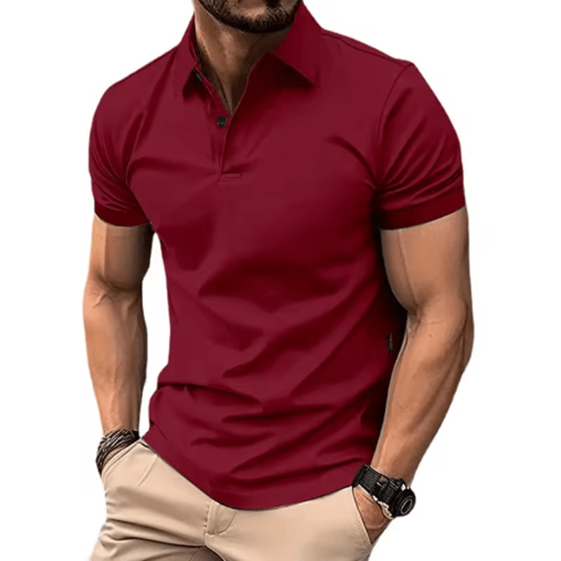 Mens Summer Solid Color Polo Shirt Lightweight Short Sleeve Lapel Tee For Casual And Jogging Wear 6