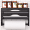 Bamboo Kitchen Organizer Wall Mounted Cling Film And Foil Dispenser With Cutter 0