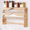 Bamboo Kitchen Organizer Wall Mounted Cling Film And Foil Dispenser With Cutter 7