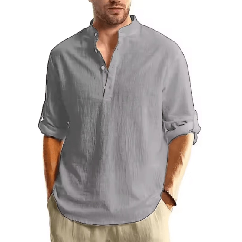 Mens Long Sleeve Henley Shirt Lightweight Cotton Button Tee For Business And Streetwear 6