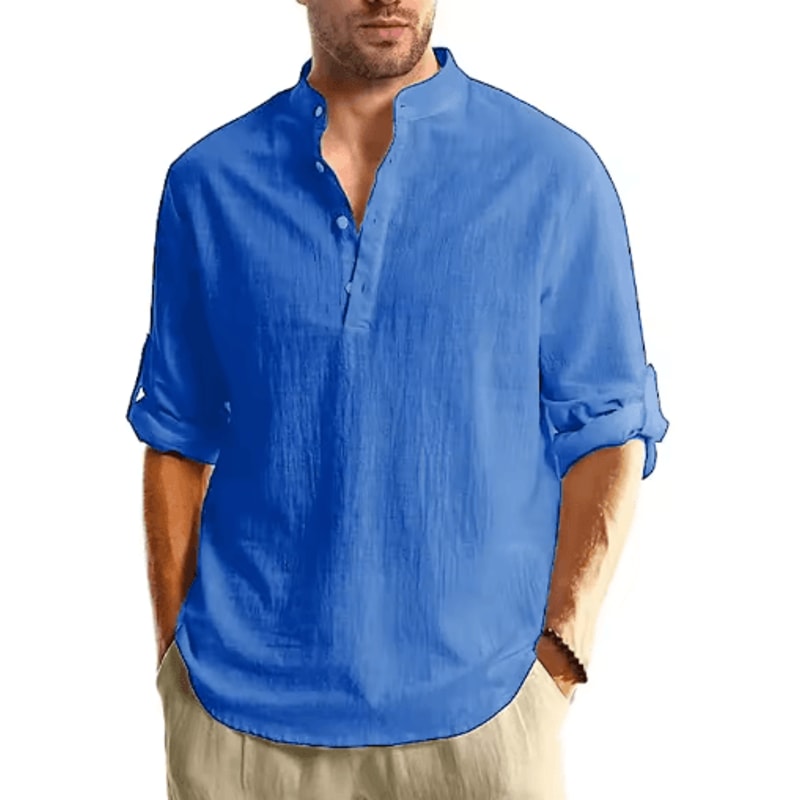 Mens Long Sleeve Henley Shirt Lightweight Cotton Button Tee For Business And Streetwear 8