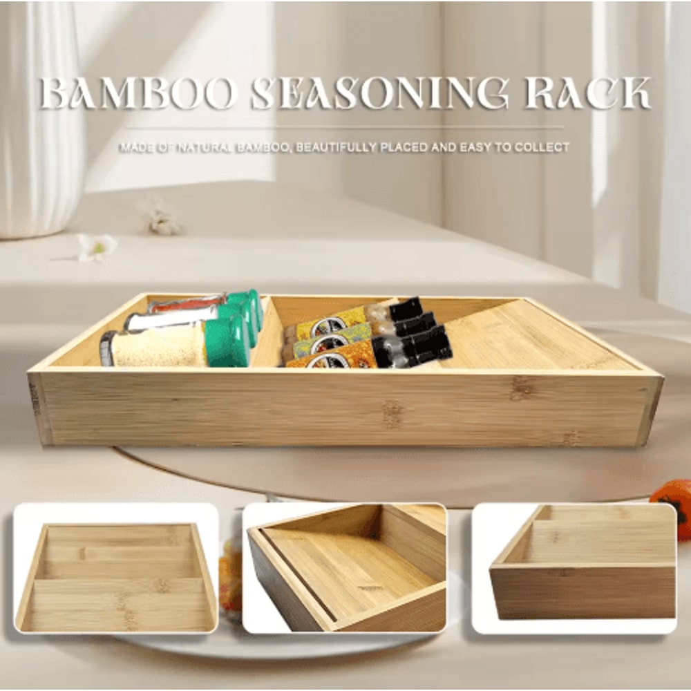 Bamboo Drawer Spice Rack 3 Tier Countertop Kitchen Storage Organizer 2