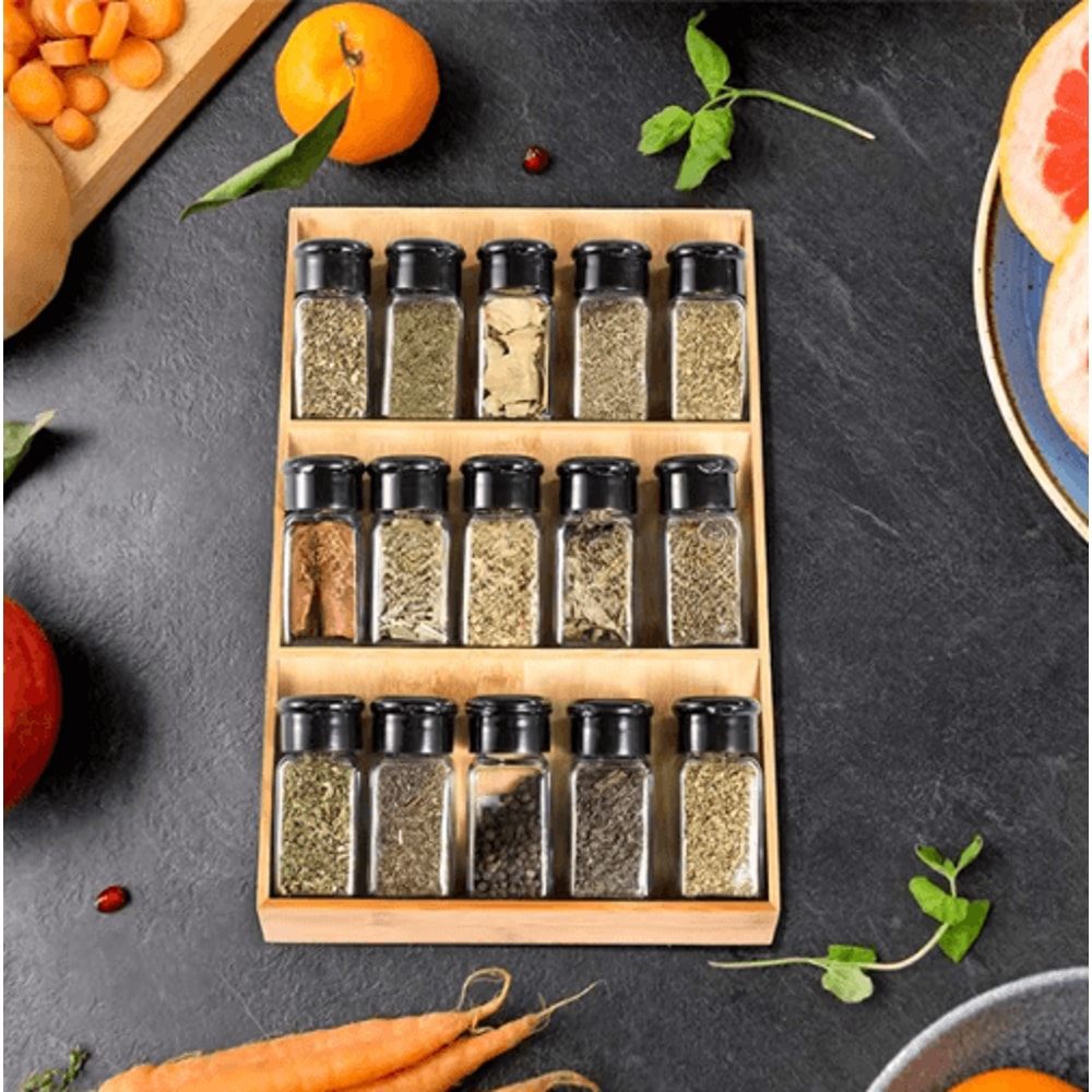 Bamboo Drawer Spice Rack 3 Tier Countertop Kitchen Storage Organizer 3