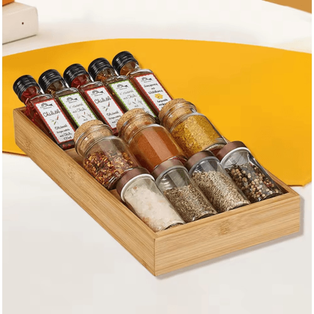 Bamboo Drawer Spice Rack 3 Tier Countertop Kitchen Storage Organizer 4