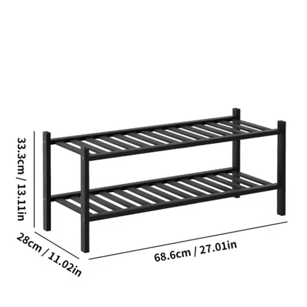 2 To 3 Tier Stackable Bamboo Shoe Rack Freestanding Entryway And Closet Organizer Black 1