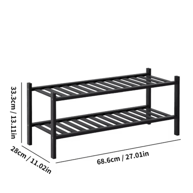 2 To 3 Tier Stackable Bamboo Shoe Rack Freestanding Entryway And Closet Organizer Black 1