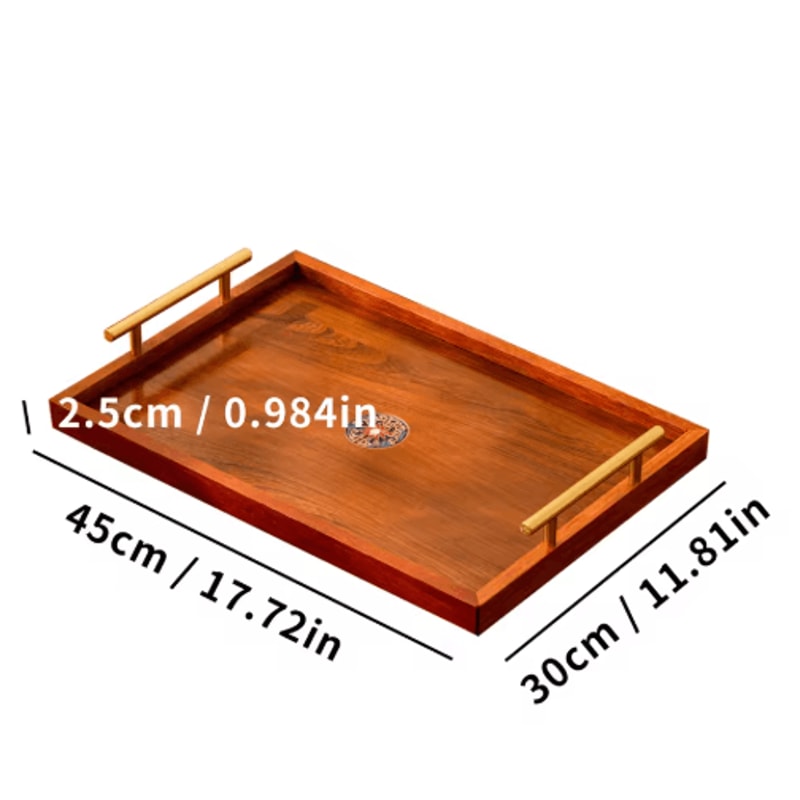 Wooden Serving Tray Set 3 Piece Breakfast Party And Storage Trays With Metal Handles Brown 2