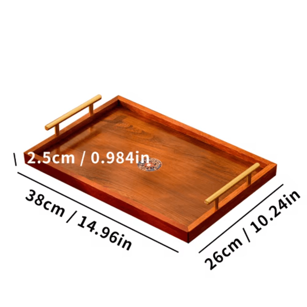 Wooden Serving Tray Set 3 Piece Breakfast Party And Storage Trays With Metal Handles Brown 3