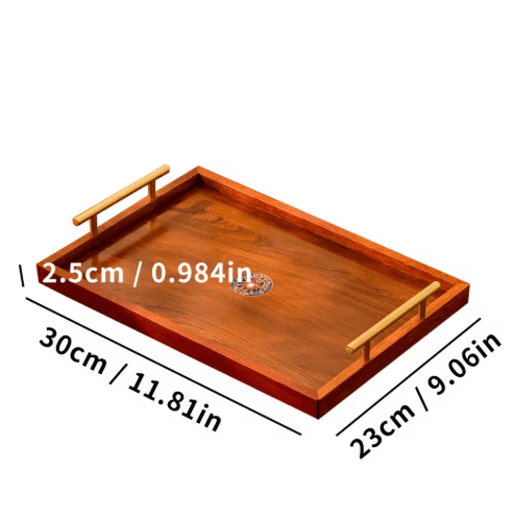 Wooden Serving Tray Set 3 Piece Breakfast Party And Storage Trays With Metal Handles Brown 4