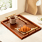 Wooden Serving Tray Set 3 Piece Breakfast Party And Storage Trays With Metal Handles Brown 7