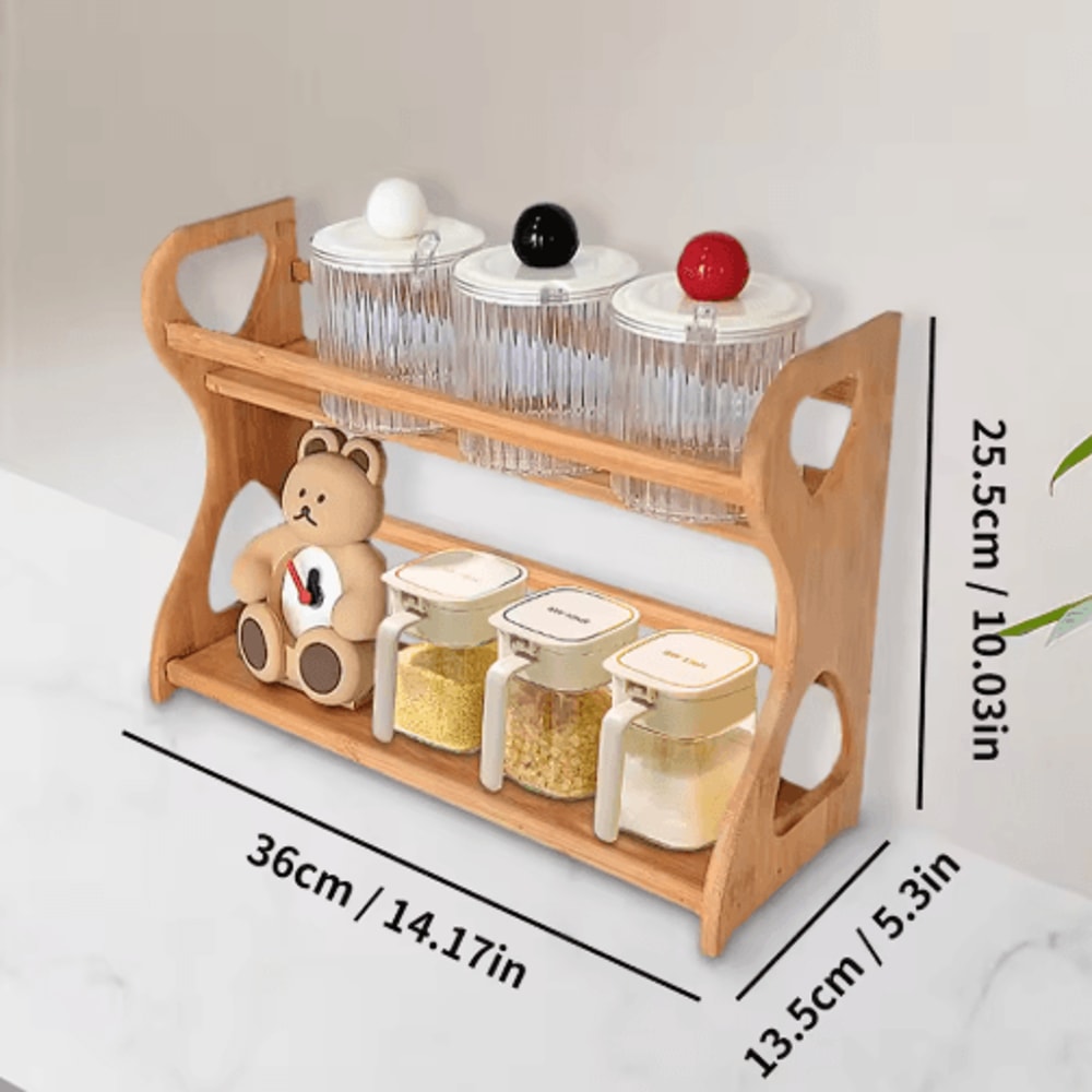 Bamboo Multi Functional Spice Rack And Organizer Kitchen Bathroom And Home Storage 6