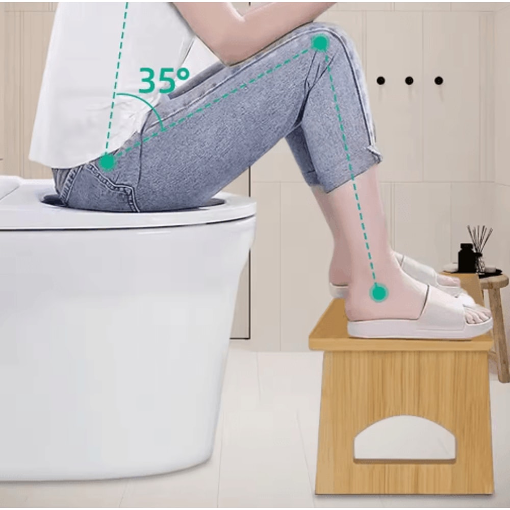Folding Bamboo Toilet Stool Non Slip Space Saving Bathroom Stool For Kids And Adults 2