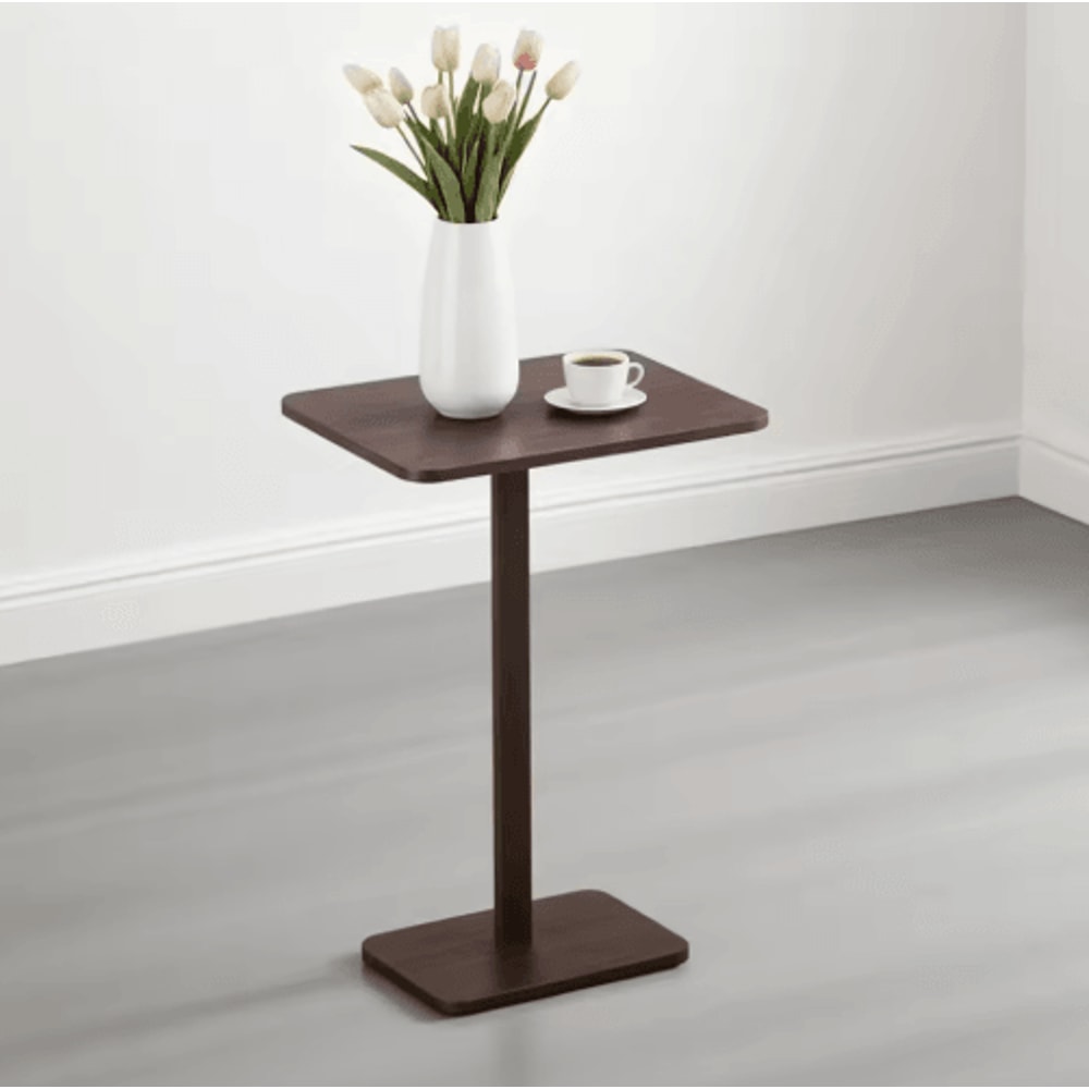 Bamboo C Shape Sofa Side Table Space Saving Armrest Tray And TV Snack Table Rustic Brown 1