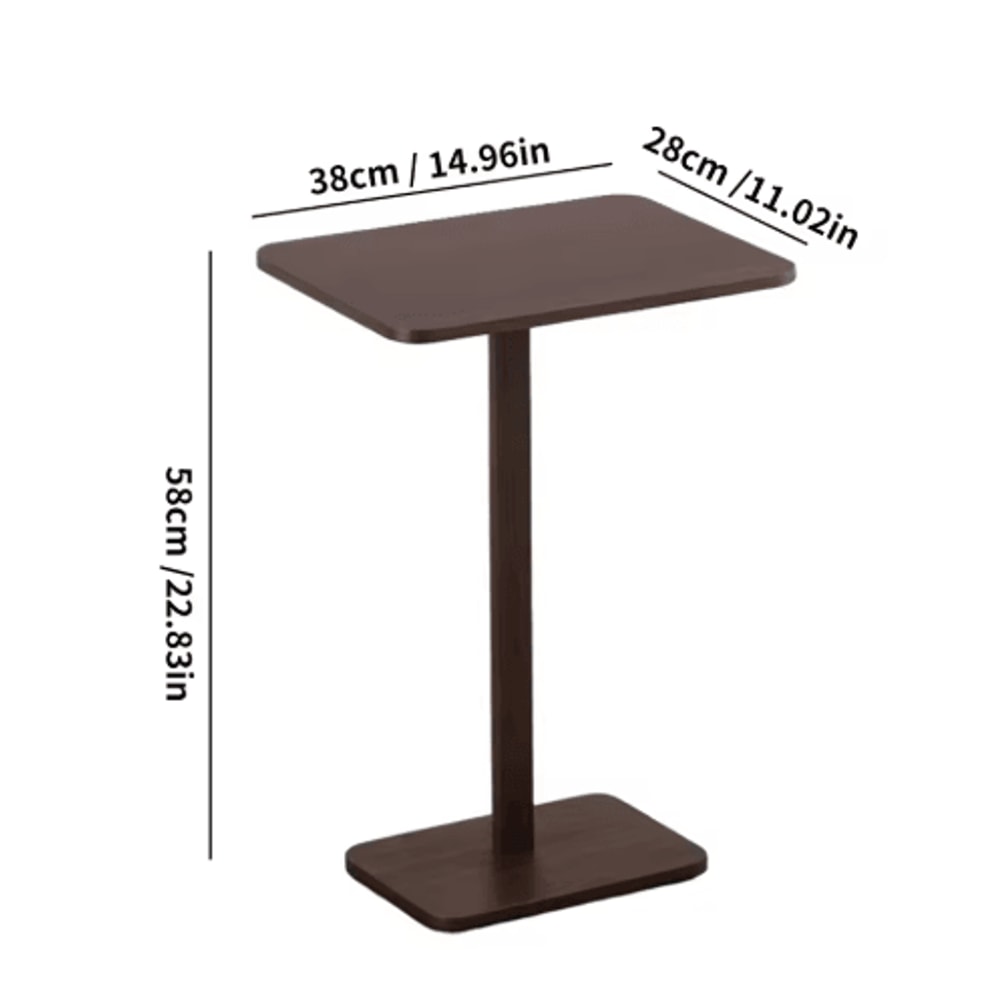 Bamboo C Shape Sofa Side Table Space Saving Armrest Tray And TV Snack Table Rustic Brown 5