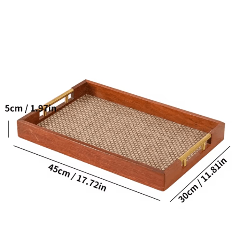 Solid Wood Rectangular Serving Tray With Metal Handles Coffee Table And Kitchen Decor 177 By 118 In 2